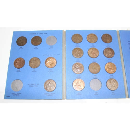 1280 - 5 Whitman coin albums, 2 Farthing, half penny, penny & brass 3d, with partial contents