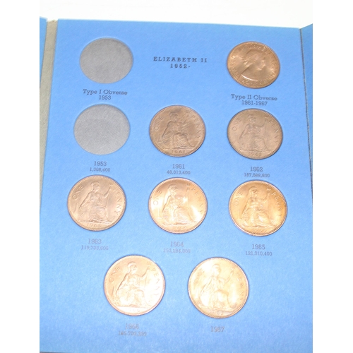 1280 - 5 Whitman coin albums, 2 Farthing, half penny, penny & brass 3d, with partial contents