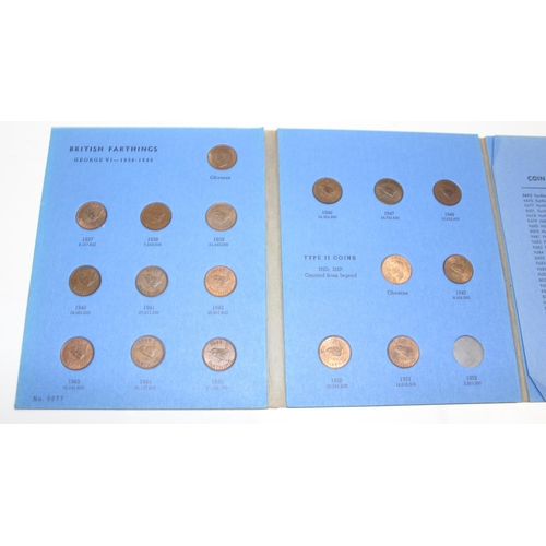 1280 - 5 Whitman coin albums, 2 Farthing, half penny, penny & brass 3d, with partial contents