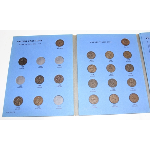 1280 - 5 Whitman coin albums, 2 Farthing, half penny, penny & brass 3d, with partial contents