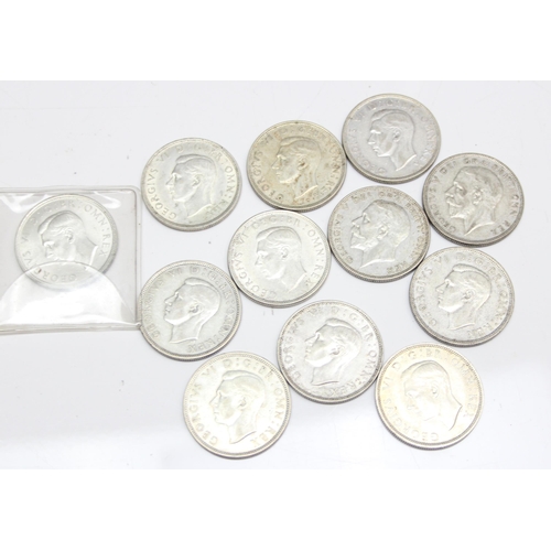 1281 - 12 assorted George V & George VI silver half crown coins, all in excellent condition, approx 168.97g... 