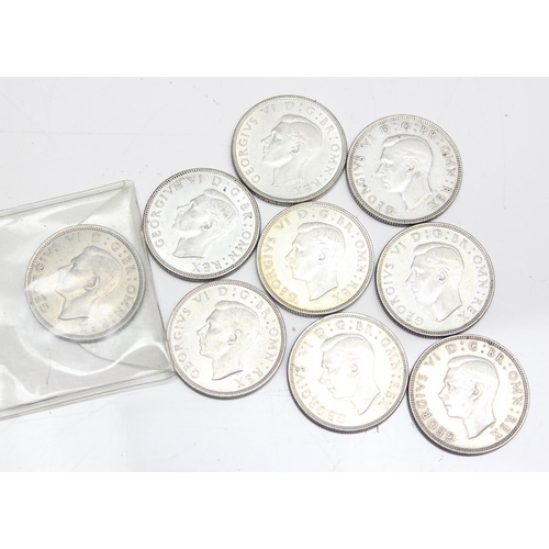 1282 - 8 assorted George VI silver florin coins, all in excellent condition, approx 90.28g gross, and a 194... 