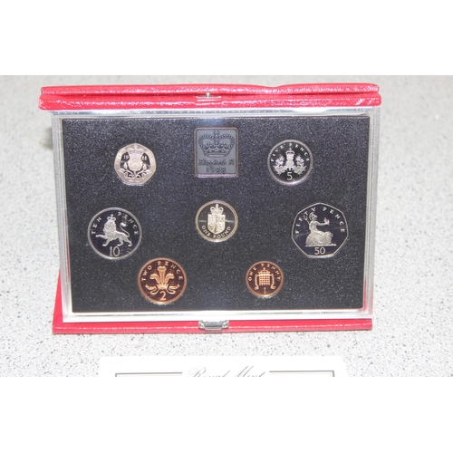 1287 - Royal Mint 1988 proof coin collection in deluxe leather case