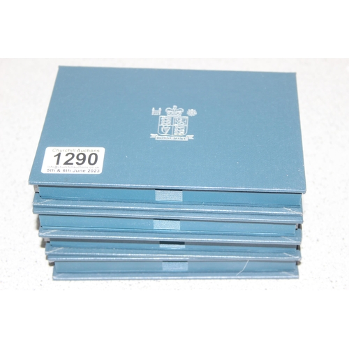 1290 - 4 Royal Mint proof coin collections in cases, 1996, 1997, 1998 & 1999