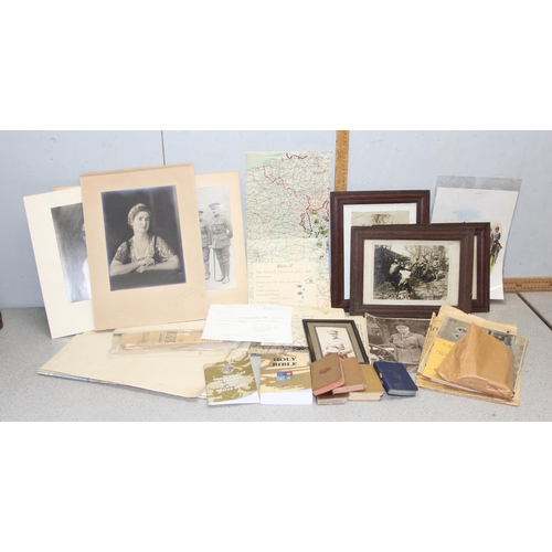 1449 - Mixed lot of military ephemera to include maps, paperwork, military photos & police diaries