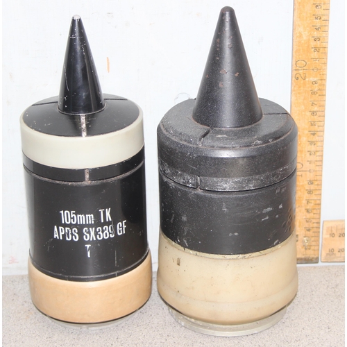 1454 - 2 x tank training ammunition, tallest standing 28cm