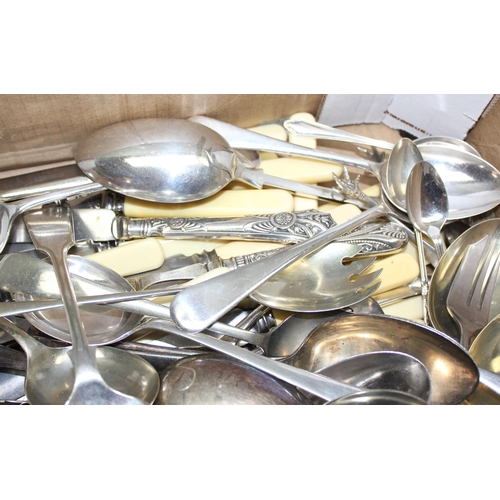 1007 - A huge qty of assorted silver plated and other cutlery, mainly antique pieces, approx 6.6kg gross