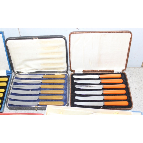 1008 - 5 vintage boxed cutlery sets, mainly knives