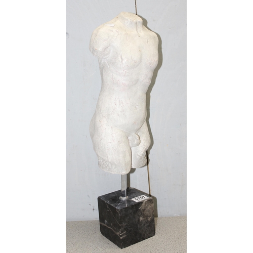 1707 - A distressed pottery reproduction of a Roman or Greek classical statue, approx 55cm tall