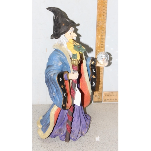 1713 - Wizard figure with crystal, approx 39cm tall