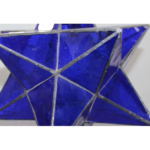 241 - Leaded blue glass pendant lamp formed as a star