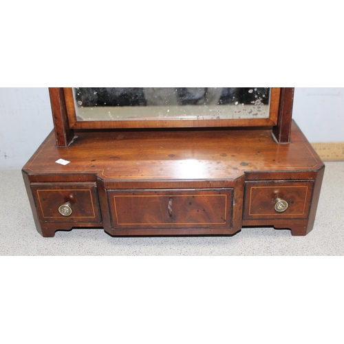 277 - Mahogany Edwardian inlayed dressing table mirror over 3 drawers