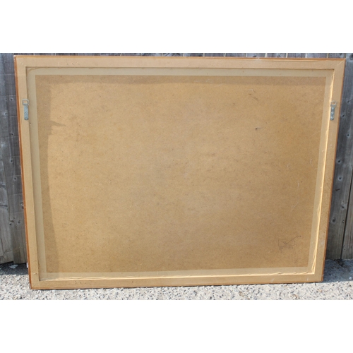 415 - A large pine framed wall mirror, approx 130cm x 100cm