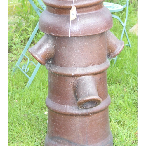 326 - Chimney with crown design top with 3 downward vents, approx 92cm tall