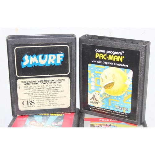 1511 - 12 x unboxed Atari cartridge games (no boxes) to incl Pac Man and Mario Bros