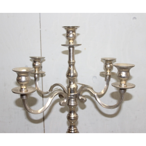 1063 - A large silver plated 5 branch candelabra, approx 64cm tall