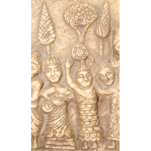 1649 - A large Ethiopian carved marble plaque depicting a procession, likely 20th century, approx 60cm wide