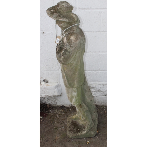 300 - Large weathered garden statue of a man, approx 138cm tall