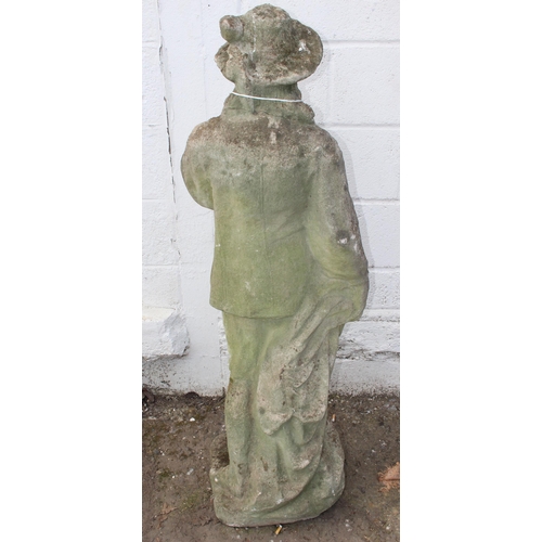 300 - Large weathered garden statue of a man, approx 138cm tall