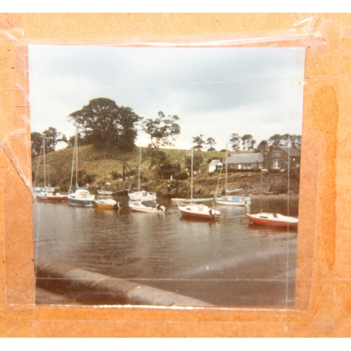 452 - David Eddington, watercolour of boats in an estuary, an impasto oil on board of boats signed Mouat a... 