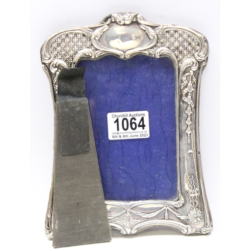 1064 - 2 silver mounted photograph frames, one small oval Italian frame and an antique frame Birmingham 191... 