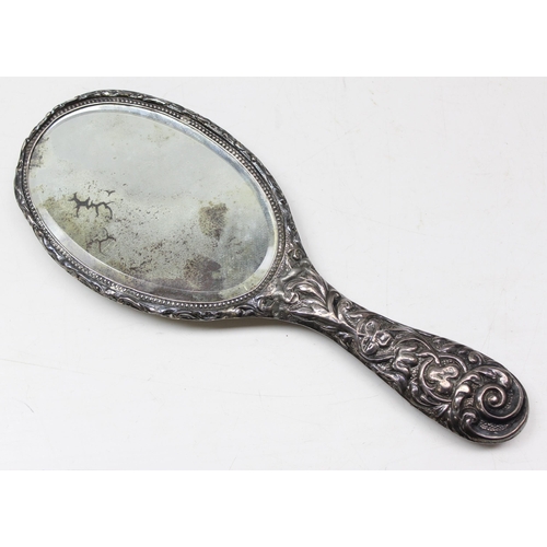 1078 - A silver and yellow guilloche enamel backed brush, Birmingham 1932 & a silver backed hand mirror, Bi... 