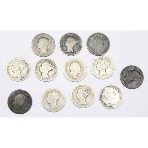 1294 - 12 assorted silver 4d (groat) coins, 4 Willian IV & 8 Queen Victoria, mixed dates and conditions