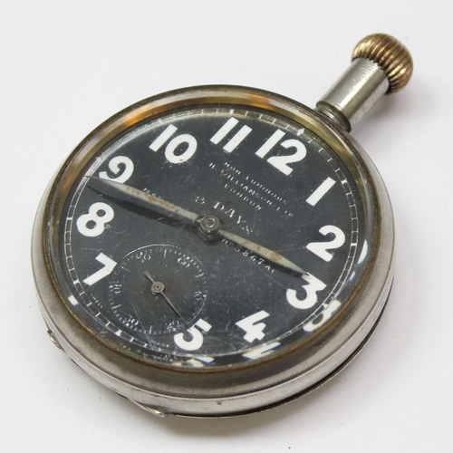 1456 - A Royal flying Corps Mark 4A Pocket watch the black dial signed for retailer H Williamson, with Arab... 