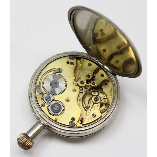 1456 - A Royal flying Corps Mark 4A Pocket watch the black dial signed for retailer H Williamson, with Arab... 