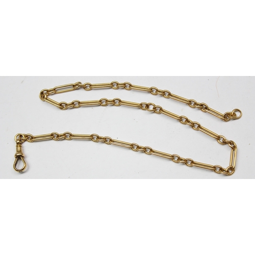 1171 - An 18ct gold Albert chain with elongated links, marked 18ct to each link and XRF tested to confirm, ... 