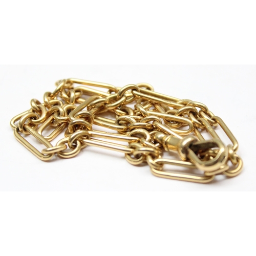 1171 - An 18ct gold Albert chain with elongated links, marked 18ct to each link and XRF tested to confirm, ... 