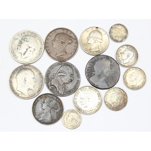 1296 - Qty of assorted interesting coins to inc a 1907 Edward VII florin, most coins with silver content an... 