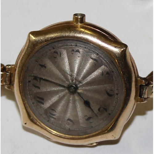 1327 - A 9ct gold cased Rolex wristwatch with an expanding 9ct gold strap, case import marked for London 19... 