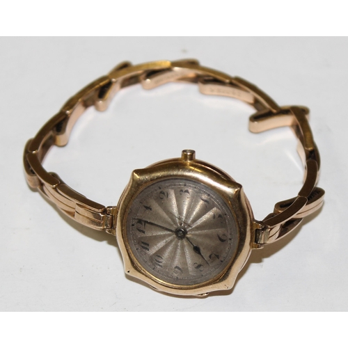 1327 - A 9ct gold cased Rolex wristwatch with an expanding 9ct gold strap, case import marked for London 19... 