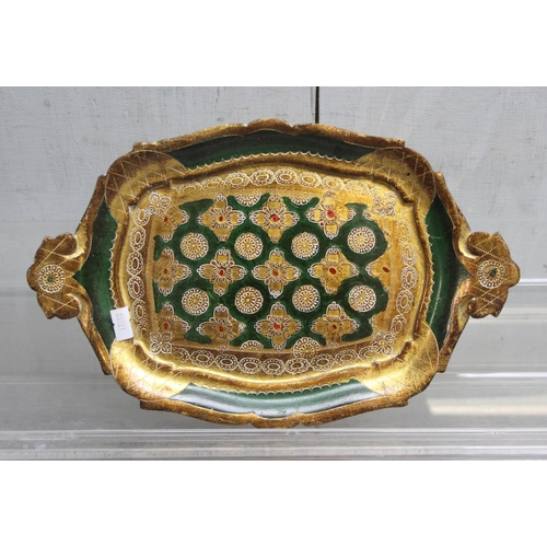 1659 - A small Florentine style giltwood tray, an advertising beer barrel ring for Georges & Co of Bristol ... 