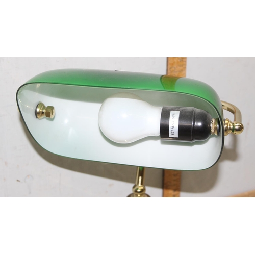 269F - A brass and green glass bankers lamp