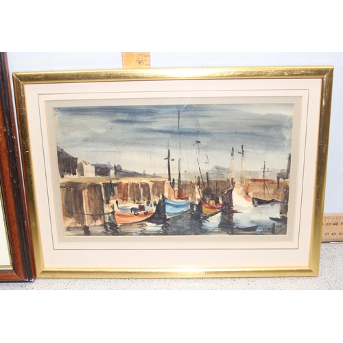 458 - Florence Quinlan (Irish, 20th Century) Trawlers Portvogie, County Down, watercolour, and a further w... 