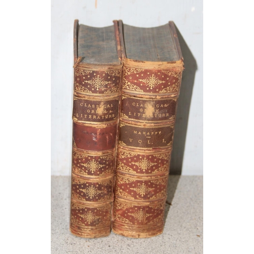 555 - Classical Greek Literature by Rev J.P. Mahaffy, 2 volumes published by Macmillan & Co 1895, in fine ... 