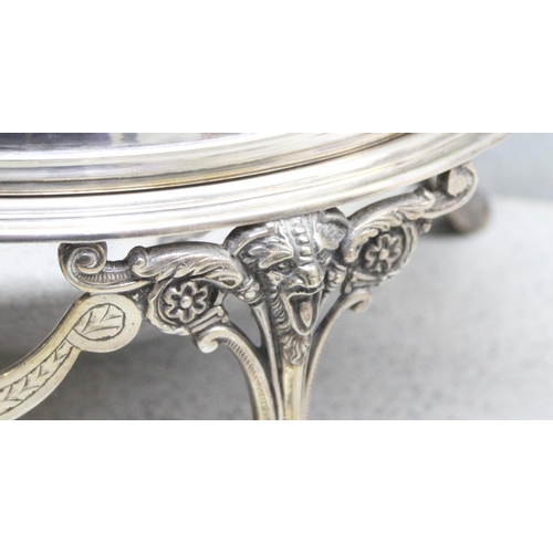 1083 - A late 19th or early 20th century country house silver plated heated serving dome or revolving break... 