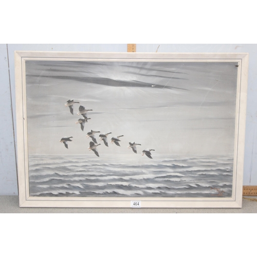 464 - Mackenzie Thorpe (1908-1976) Geese in Flight Signed and dated 1965, oil on canvas measuring approx 8... 