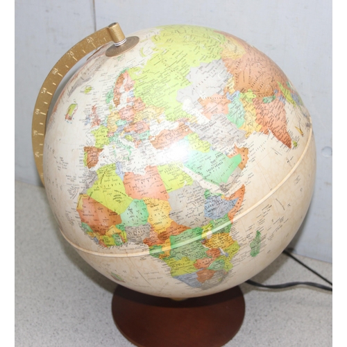 696 - Antique style terrestrial globe lamp with wooden base