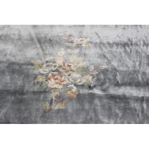 202 - A large silver coloured flower rug, approx 370cm x 276cm