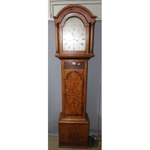 1318A - An early 19th century oak cased 8 day longcase clock by Rowell of Oxford, the silvered dial with 2 s... 