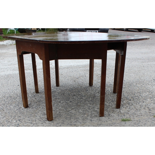 42 - An antique mahogany dropleaf or gate leg table, possibly a smaller wake table, approx 148cm wide x 7... 