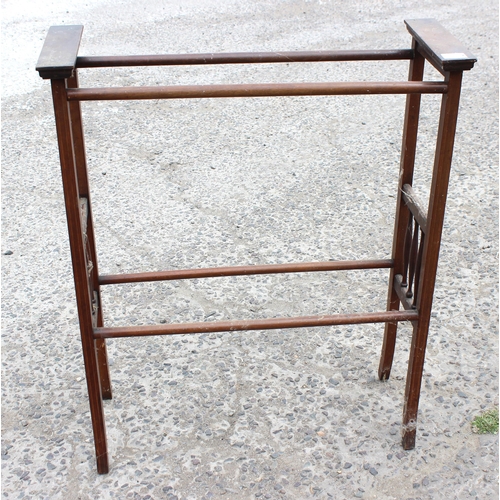 30 - An antique mahogany towel rail, approx 70cm wide x 84cm tall x 25cm deep