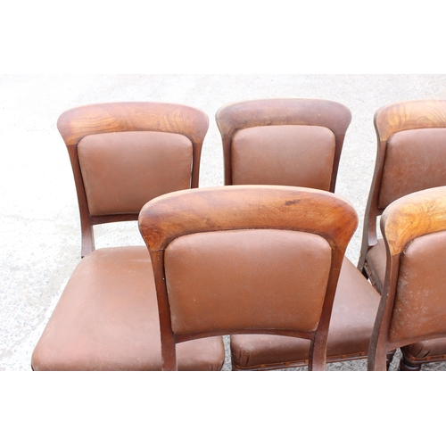 25 - A set of 10 Victorian mahogany and studded brown leather dining chairs with deep rail, possibly Scot... 