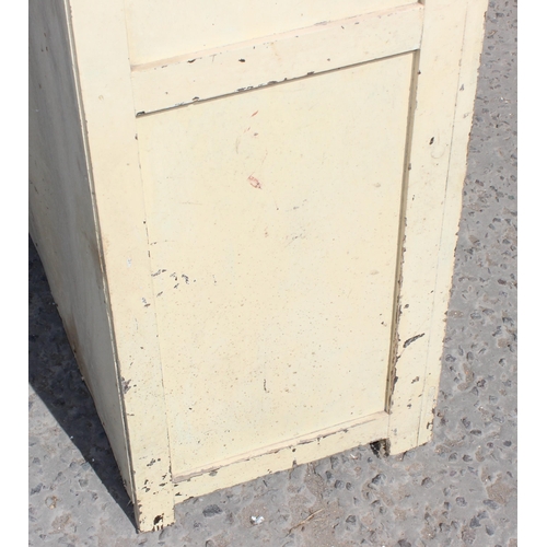 21 - A small vintage painted pine hall cupboard, approx 69cm wide x 181cm tall x 40cm deep