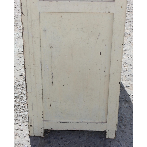 21 - A small vintage painted pine hall cupboard, approx 69cm wide x 181cm tall x 40cm deep