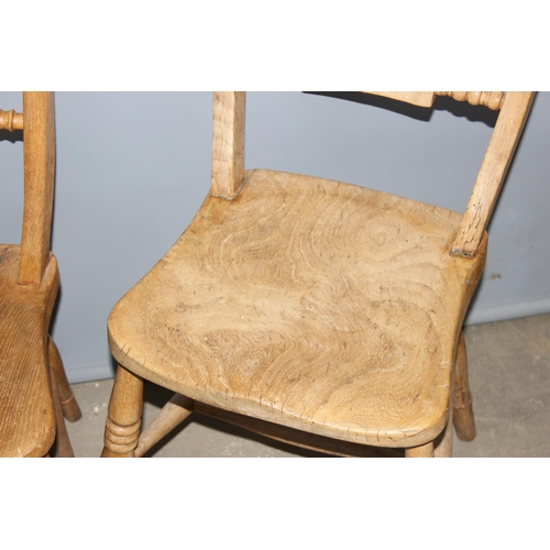 3 - A set of 4 19th century elm seated Oxford chairs, 2 stamped AP 1 to back rail