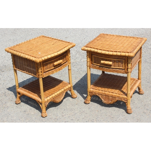 53 - A pair of vintage style wicker bedside cabinets, approx 50cm wide x 60cm tall x 50cm deep